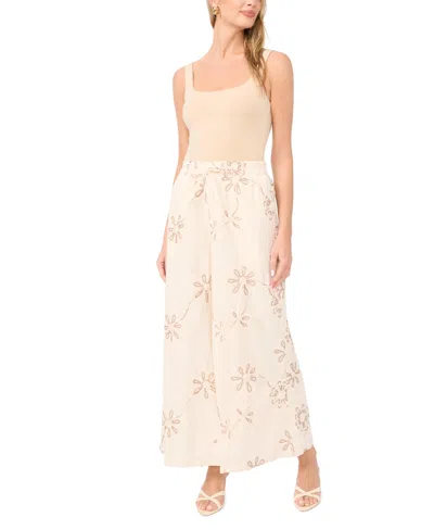 Vince Camuto Elastic Waist Wide Leg Crop Pants In White