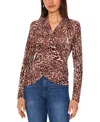Vince Camuto Women's Animal Print Long-sleeve Faux-wrap Top In Brown