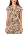 Vince Camuto Leopard Print Georgette Top In Khaki Haze