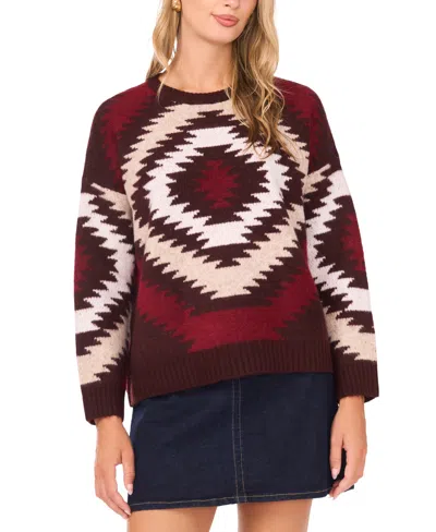 Vince Camuto Women's Aztec Pattern Crewneck Sweater In Multi