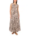 Vince Camuto Crochet Trim Sleeveless Tiered Cotton Maxi Dress In Black