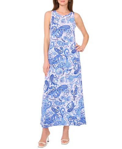 VINCE CAMUTO WOMEN'S PAISLEY-PRINT SLEEVELESS KEYHOLE-BACK CREWNECK MAXI DRESS