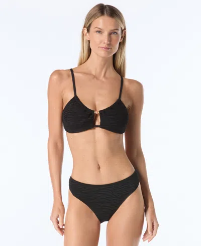 Vince Camuto Women's Beaded Cut Out Bandeau Bikini Top In Black