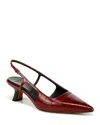 Vince Bianca Croco Kitten Slingback Pumps In Red Currant