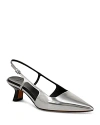 Vince Bianca Metallic Kitten Slingback Pumps In Silver