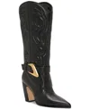 Vince Camuto Bianca Pointed Toe Western Boot In Black Leather