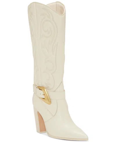 Vince Camuto Vcbiancaa2wc Womens Wide Calf Leather Cowboy, Western Boots In Creamy White Leather