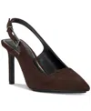 Vince Camuto Vcbrendie Womens Adjustable Suede Slingback Heels In Brownie Suede