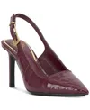Vince Camuto Women's Brendie Pointed Toe High Heel Slingback Pumps In Chianti Croco Patent