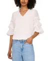 Vince Camuto Jacquard Bubble Sleeve Top In White