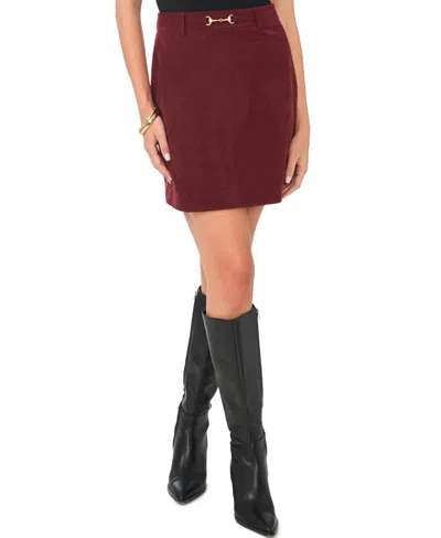 Vince Camuto Women's Buckle Detail Mini Skirt In Burgundy