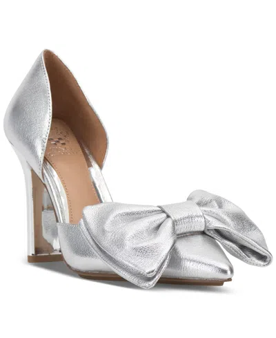 Vince Camuto Women's Burke Bow Dress Pumps In Silver Leather