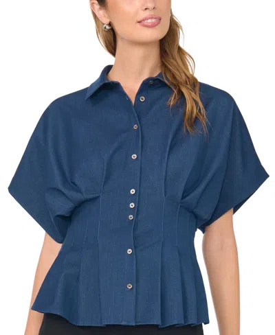 Vince Camuto Women's Button-down Short-sleeve Top In Blue