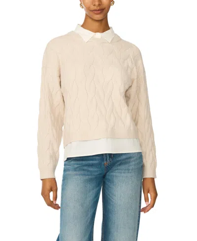 Vince Camuto Women's Cable Knit Two-fer Oversized Sweater In Neutral