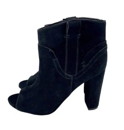 Vince Camuto Women's Camey Peep Toe Suede Leather Ankle Boots In Black In Blue