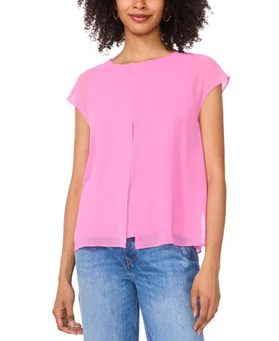 Vince Camuto Women's Cap-sleeve Overlay Top In Violet Blush