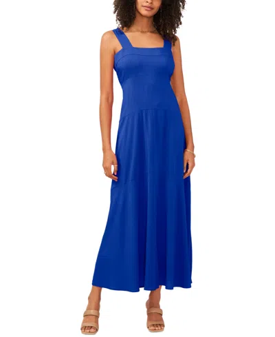 Vince Camuto Women's Challis Square-neck Smocked-back Sleeveless Maxi Dress, Xs-3x In Blue