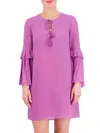Vince Camuto Plus Size Pleated-sleeve Tie-neck Shift Dress In Violet
