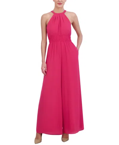 Vince Camuto Women's Chiffon Halter-neck Wide-leg Jumpsuit In Hot Pink