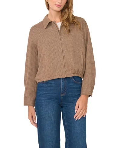 Vince Camuto Women's Collared Bubble-hem Bomber Jacket In Fall Camel