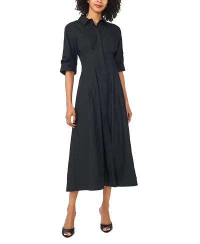 Vince Camuto Button Up Shirtdress In Black