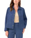 Vince Camuto Plaid Boxy Patch Pocket Jacket In Classic Navy