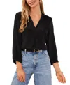 Vince Camuto Pleat Front Satin Shirt In Rich Black
