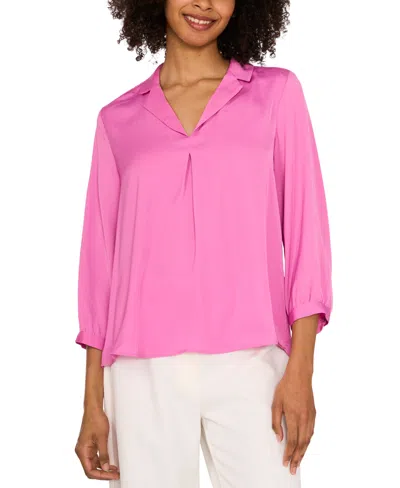Vince Camuto Women's Collared V-neck Top In Violet Blue
