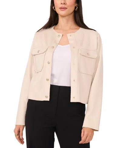 Vince Camuto Women's Faux-suede Collarless Raw-hem Jacket In Natural Sand