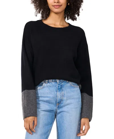 Vince Camuto Women's Colorblock Bell-sleeve Sweater In Rich Black