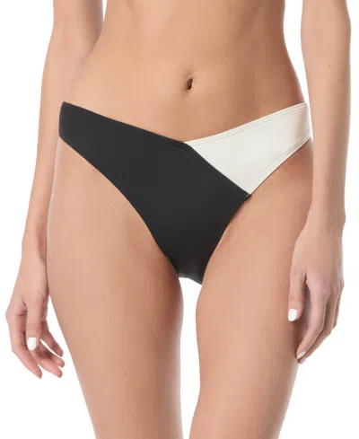 Vince Camuto Women's Colorblocked High-cut Bikini Bottoms In Black,cream