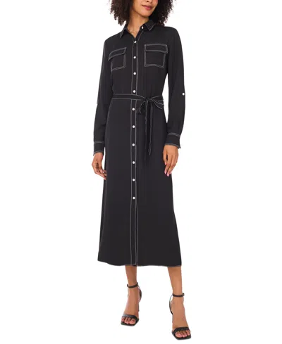 Vince Camuto Women's Contrast-stitching Shirtdress In Black
