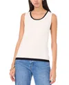 Vince Camuto Women's Contrast-trim Sleeveless Sweater In New Ivory