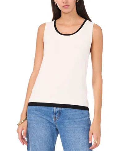 Vince Camuto Women's Contrast-trim Sleeveless Sweater In New Ivory