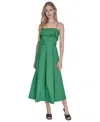 Vince Camuto Women's Cotton Belted Foldover-neck Midi Dress In Grn