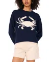 Vince Camuto Crab Crewneck Sweater In Blue