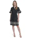 Vince Camuto Women's Cotton Embroidered Fit & Flare Dress In Blue