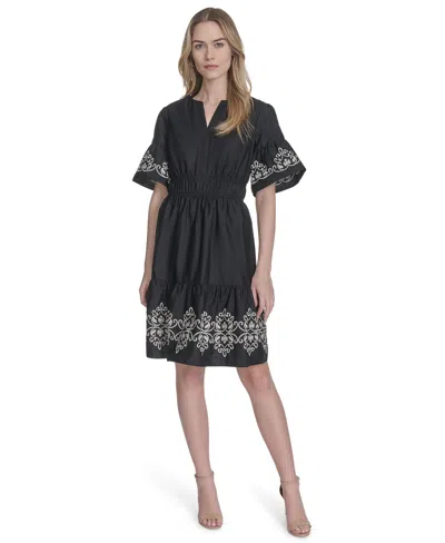 Vince Camuto Women's Cotton Embroidered Fit & Flare Dress