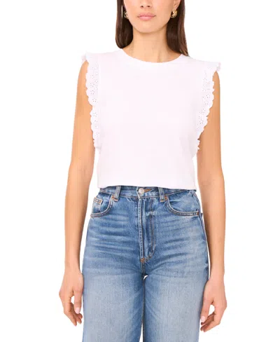 Vince Camuto Women's Cotton Eyelet-lace Trim Tank Top