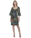 Vince Camuto Women's Cotton Leaf-print Piped-trim Dress In Bml