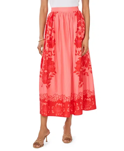 Vince Camuto Women's Cotton Pull-on Elastic Waist Skirt In Red