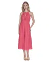 Vince Camuto Women's Cotton Sleeveless Eyelet Midi Dress In Pink