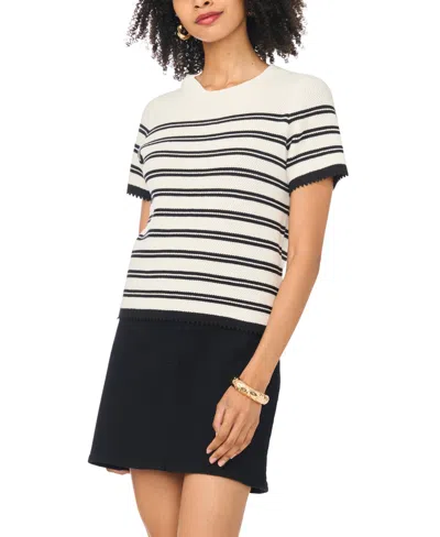 Vince Camuto Women's Cotton Striped Crewneck Sweater In Multi