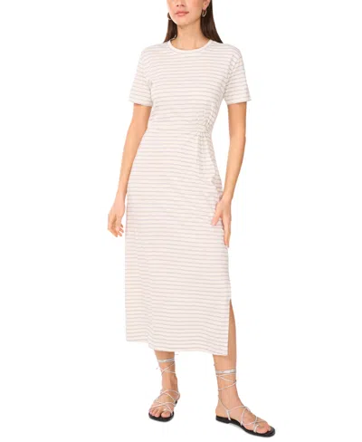 Vince Camuto Women's Cotton Striped Ruched Midi Dress