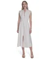 Vince Camuto Smock Waist Cotton Midi Dress In White