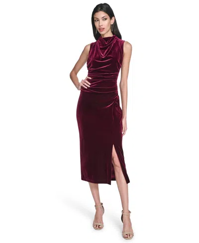 Vince Camuto Women's Cowl Neck Bodycon Midi Dress In Burgundy