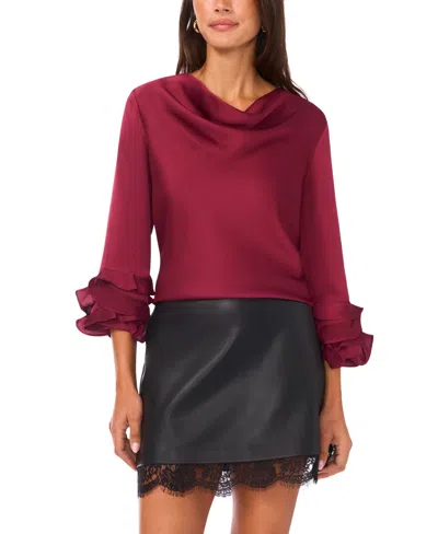Vince Camuto Women's Cowl Neck Tiered Top In Burgundy
