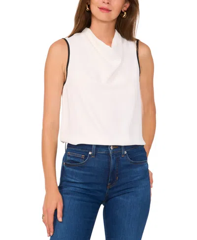 VINCE CAMUTO WOMEN'S COWLNECK CONTRAST-TRIM SLEEEVELESS TOP