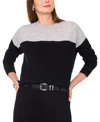 Vince Camuto Women's Cozy Extended Shoulder Color Blocked Sweater In Black
