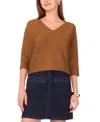Vince Camuto Women's Cozy V-neck Dolman 3/4-sleeve Sweater In Brown